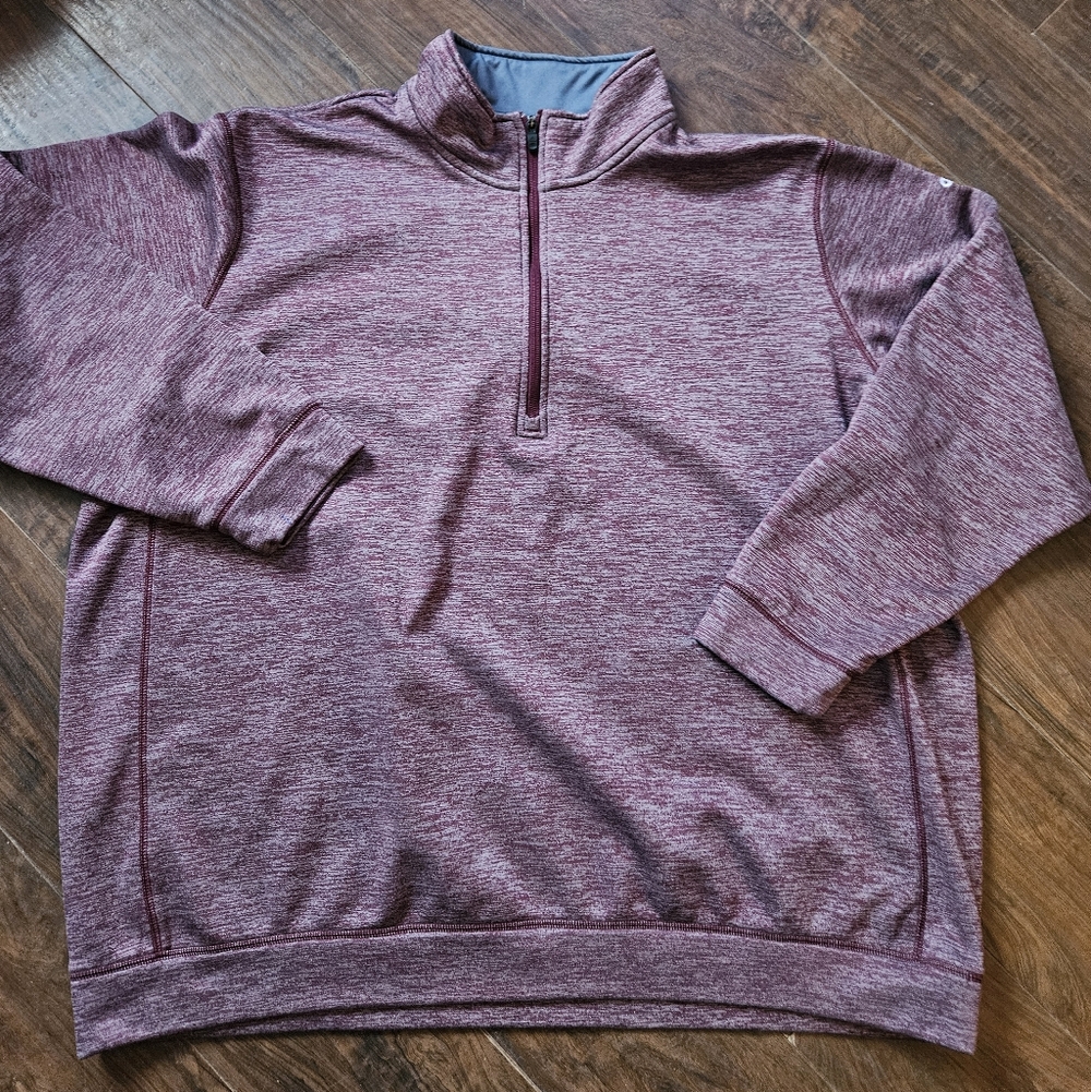 Mens Big Tall 1/4 Zip Adidas Pull Over Sz 3XL Heathered Maroon.  #16